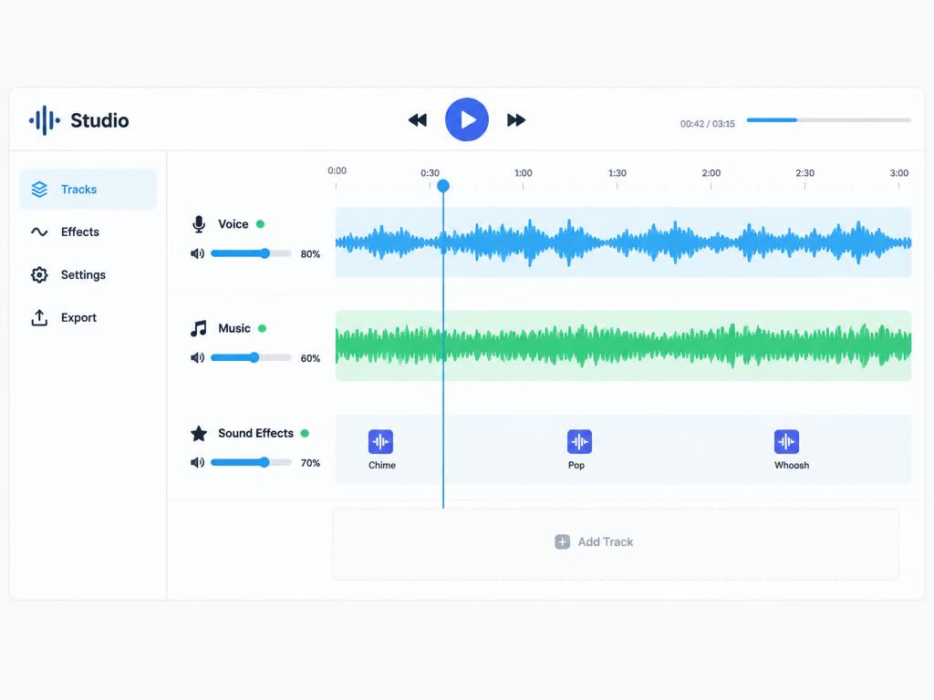 Voice, music and effects tracks