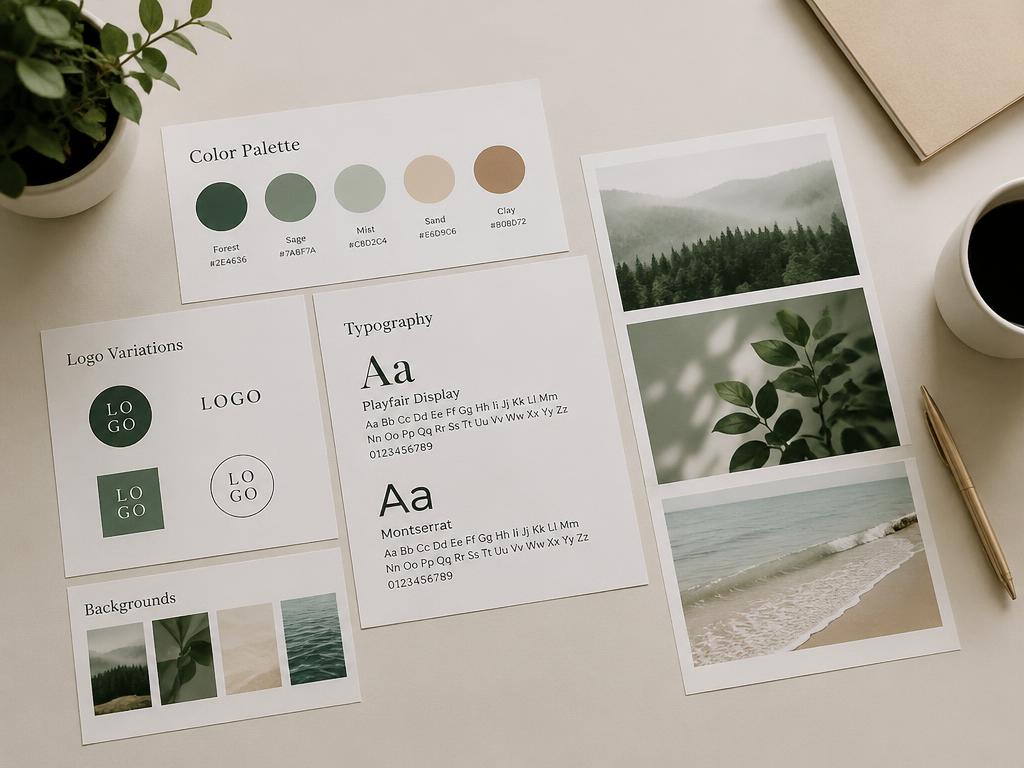 Brand palette, logos and backgrounds